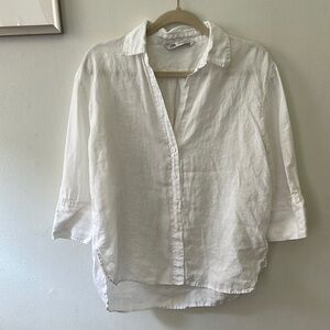 Zara Linen White Button-Up Shirt XS